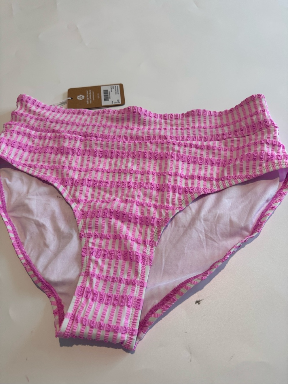 High-Waist Pink Striped Swim Bottoms